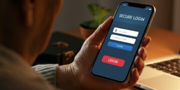 Een oudere persoon bekijkt een veilige inlogmelding op een smartphone, met focus op hoe AI u kan helpen om online oplichting te herkennen.