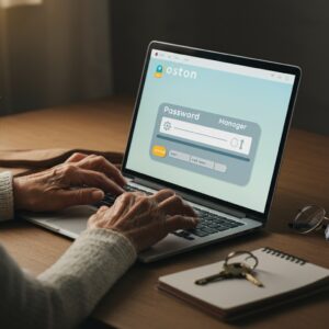Senior gebruikt wachtwoordmanager