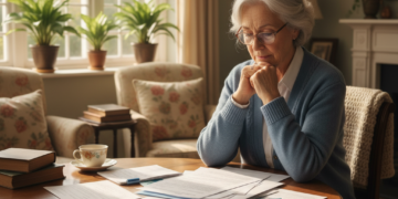 Oudere persoon die zorgdocumenten doorneemt, passend bij het thema zorgverzekering voor ouderen.